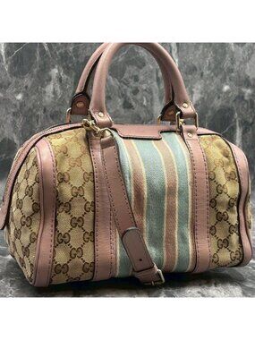 Gucci GG Sherry Line 2-Way Boston Bag Pink Logo